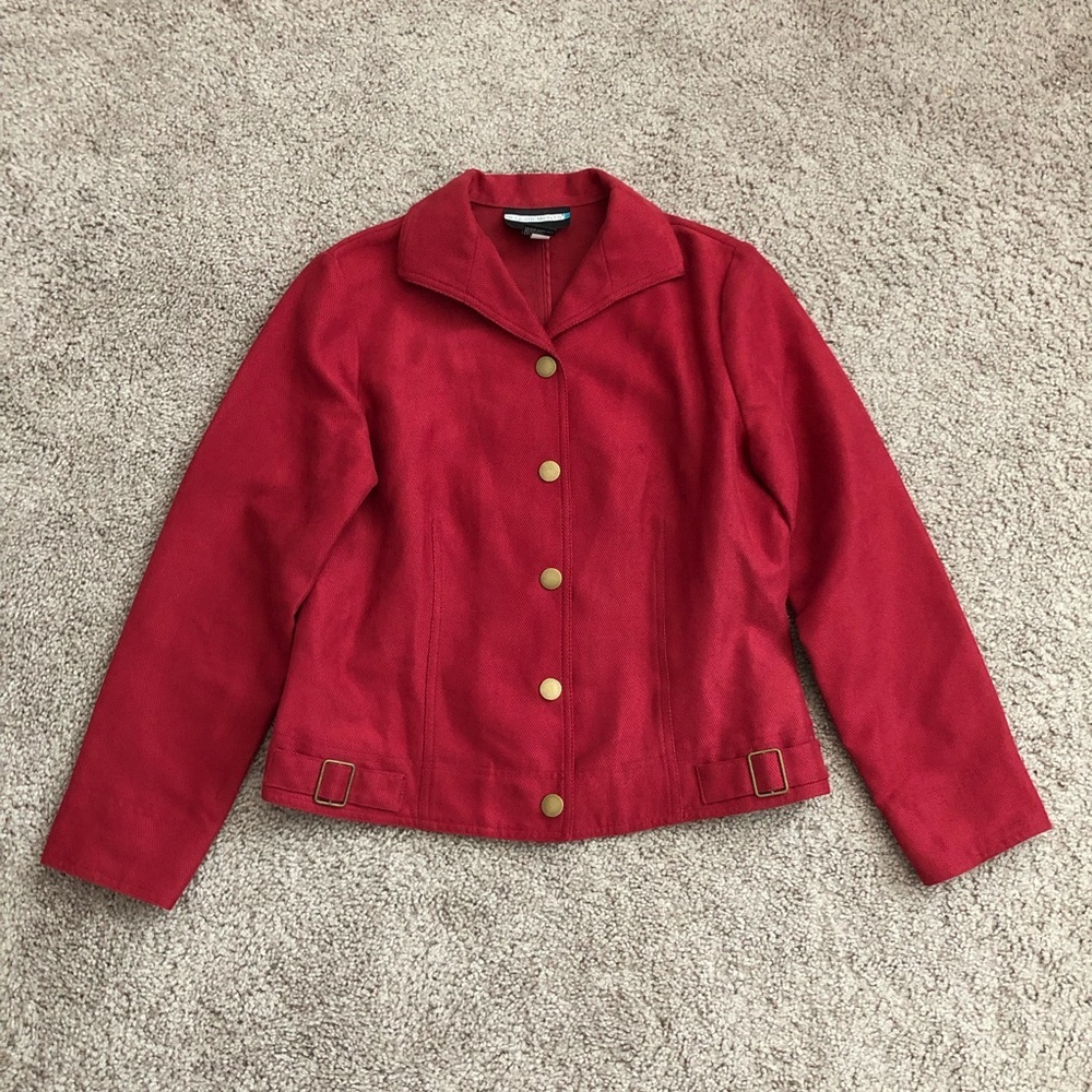 Requirements Red Textured Suede Jacket Womens S